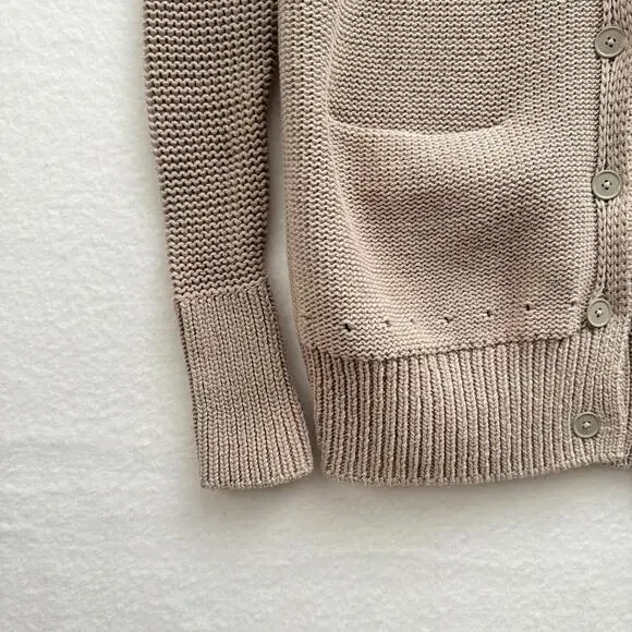 Alexander Wang Women's XS Beige Tan Cotton Heavy Knit Button Cardigan Sweater